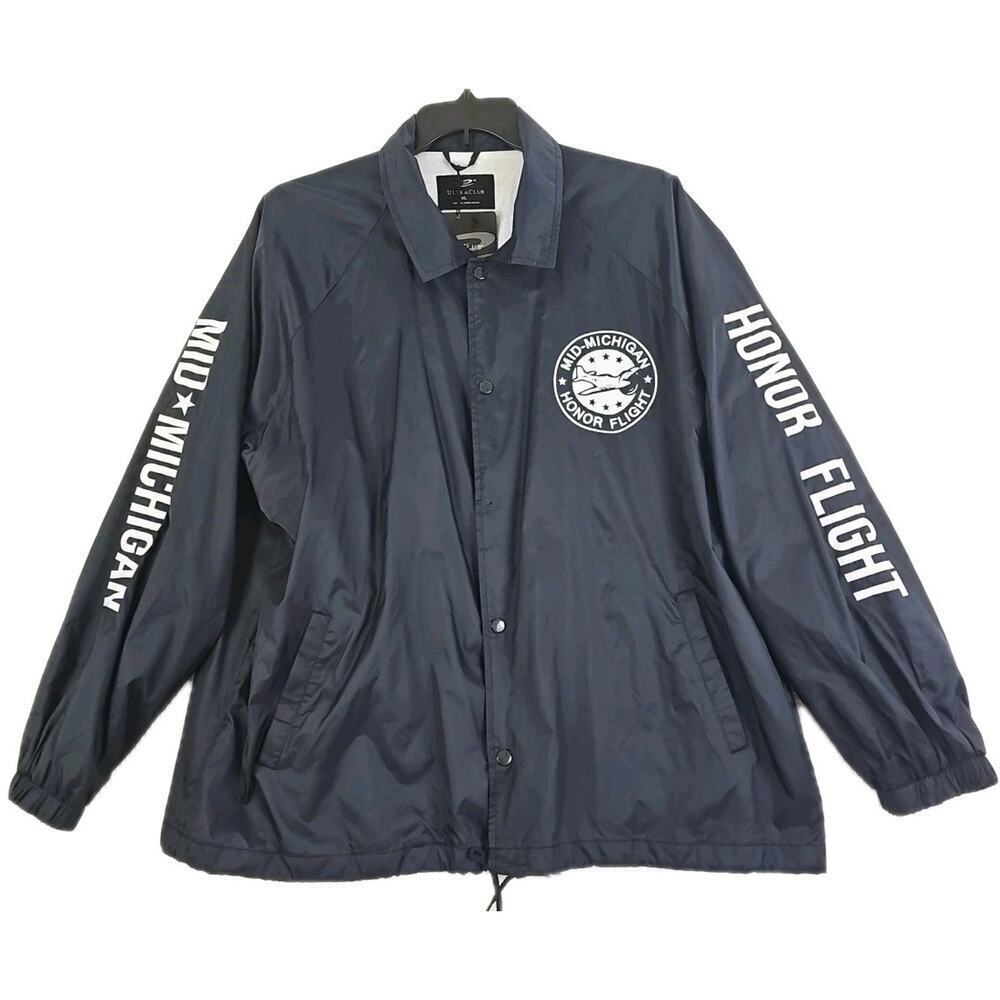 Ultra Club Outerwear ~Men's Size XL~ Navy Windbreaker Jacket w/Logo NWT.